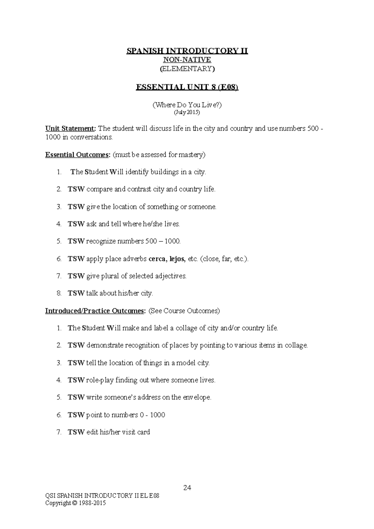 Spanish Intro II E08 - English notes - SPANISH INTRODUCTORY II NON ...