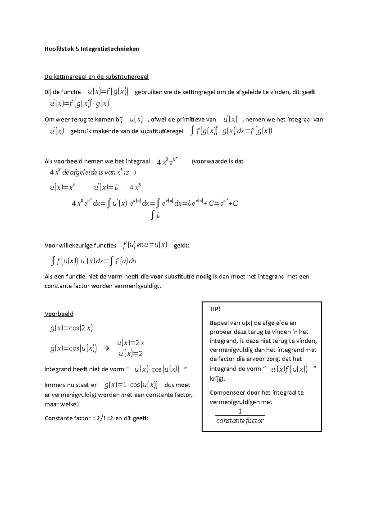 Hoofdstuk 5 - Integratietechnieken - Voorbeeld G(x)=cos( 2 X) G(x)=cos ...