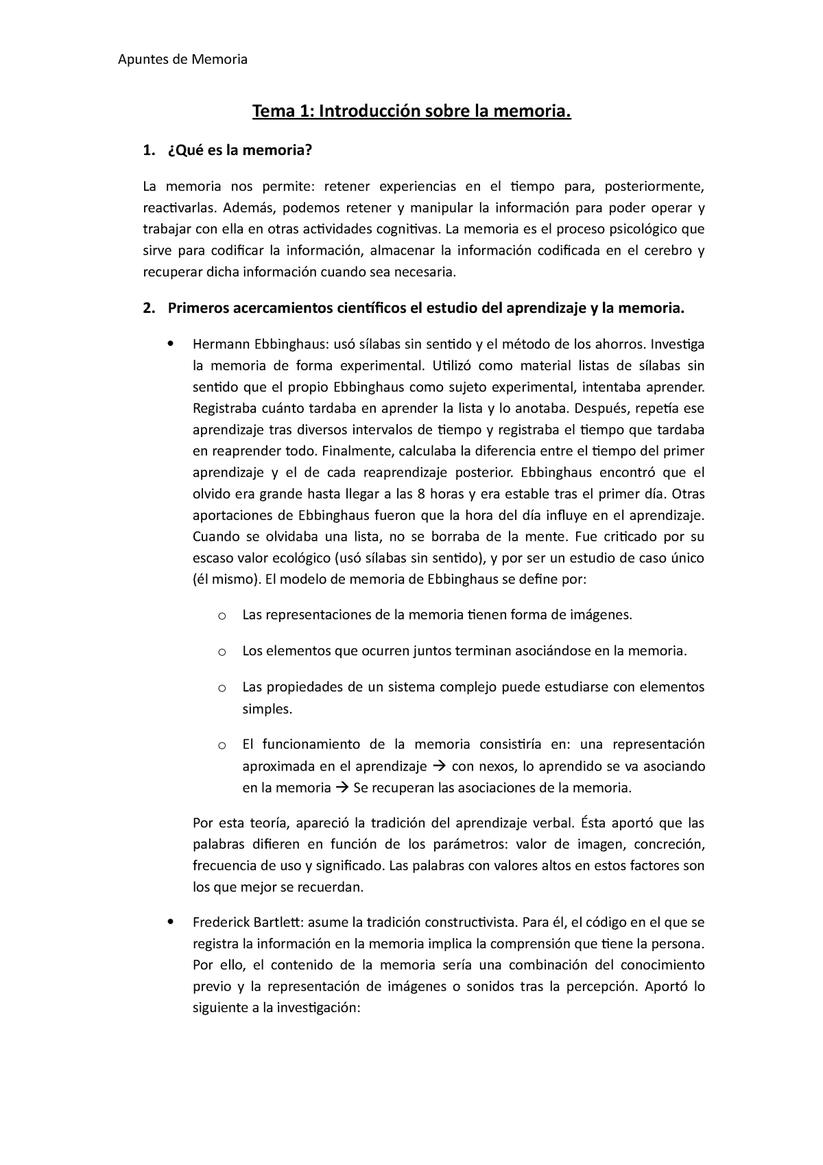 Apuntes Memoria Apuntes De Memoria Tema 1 Introducción Sobre La Memoria 1 ¿qué Es La 0042