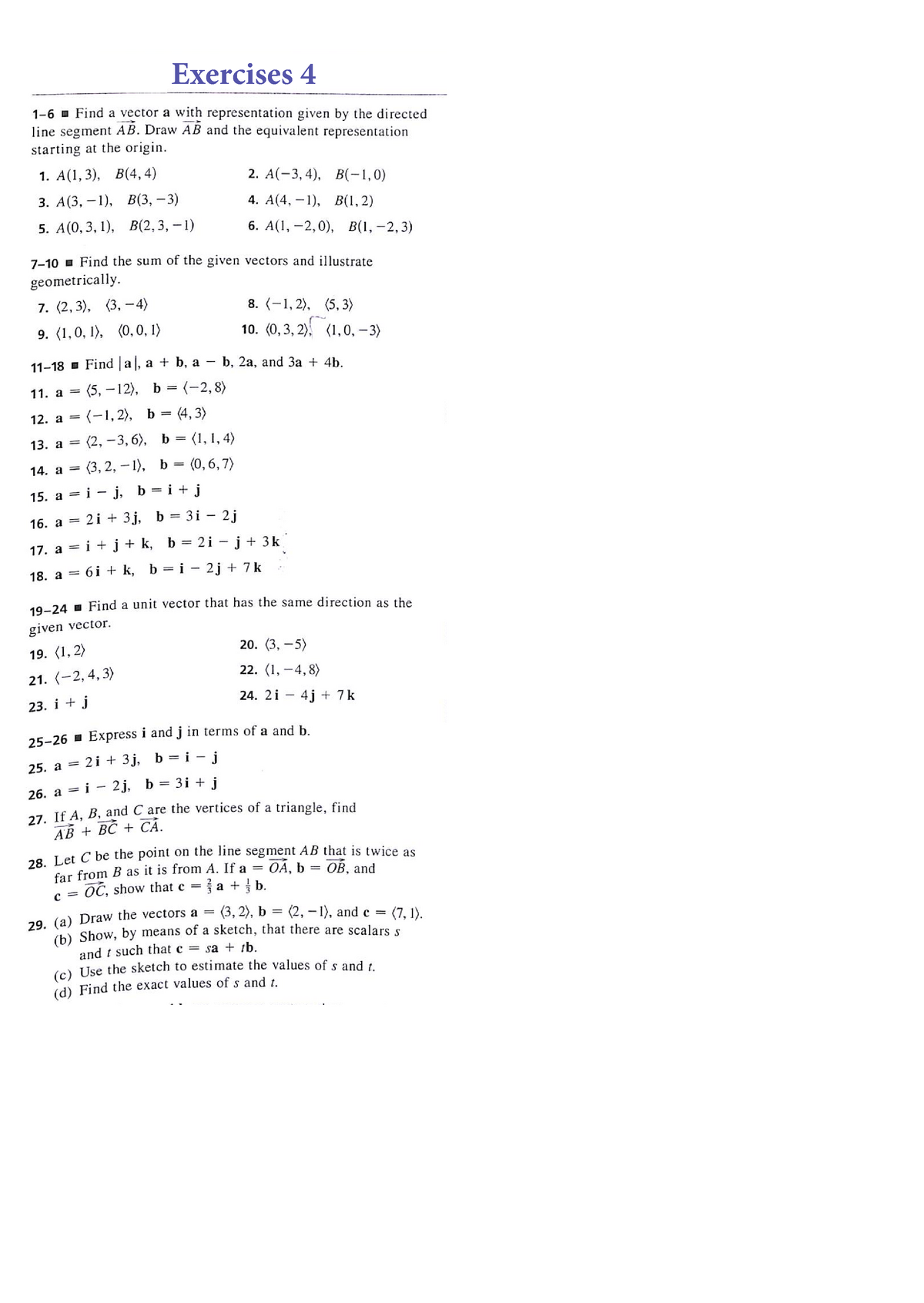 1 Vectors Exercises 4 For Vectors - Mathematics For BA - Exercises ...