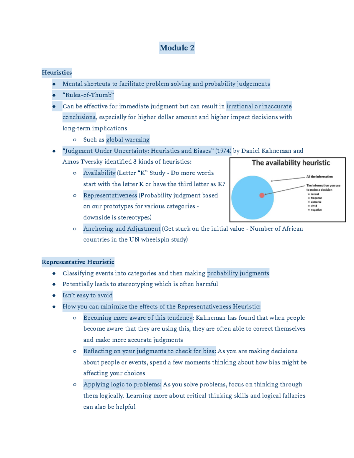 FHCE - Module 2 - Module 2 Heuristics Mental shortcuts to facilitate ...