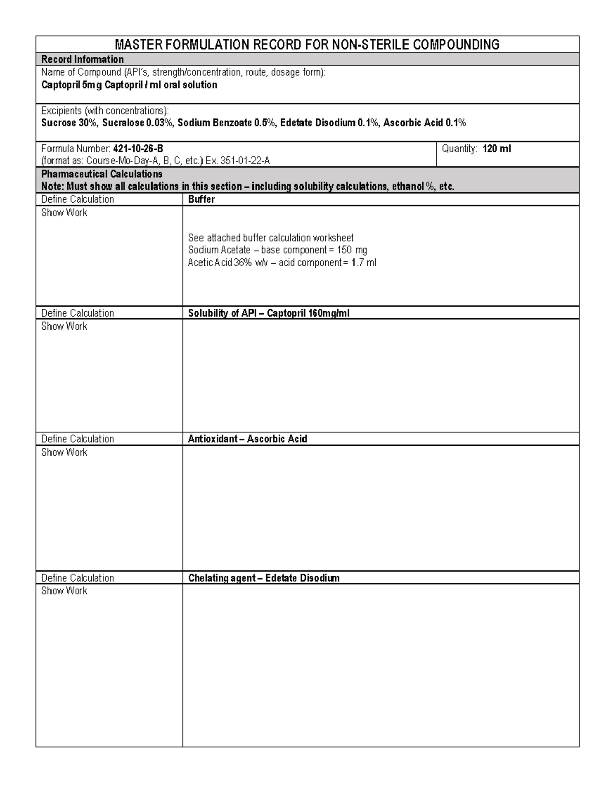 captopril-oral-soln-mfr-master-formulation-record-for-non-sterile