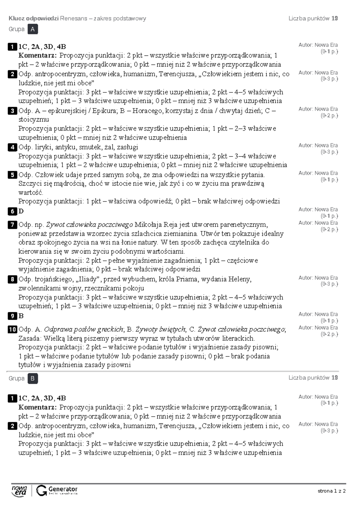 Sprawdzian Z Renesansu 2 Technikum www.studocu.com