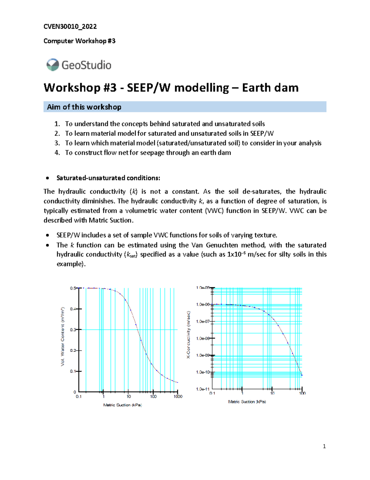 Workshop 3 Earth dam-2022 - Computer Workshop Workshop #3 - SEEP/W ...