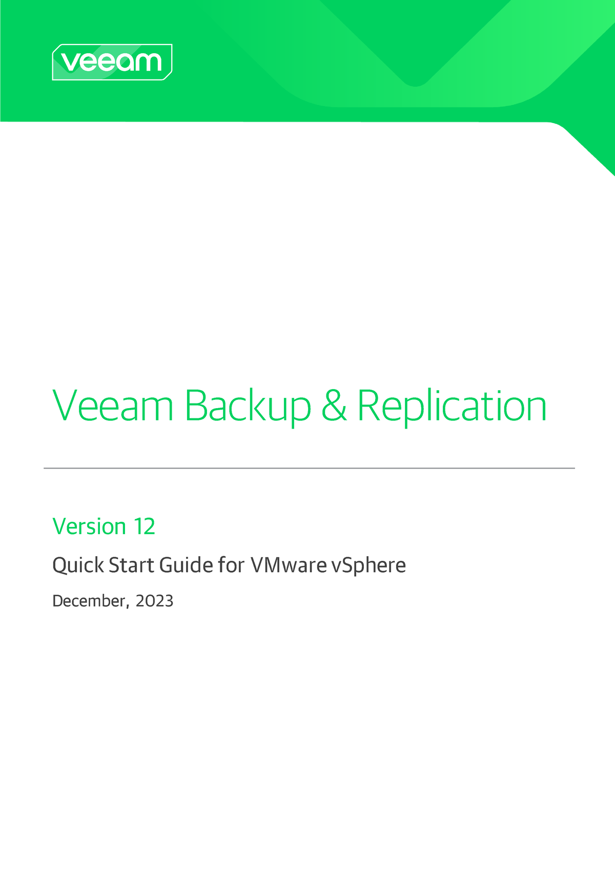 Veeam Backup 12 Quick Start Guide Vsphere - Veeam Backup & Replication 