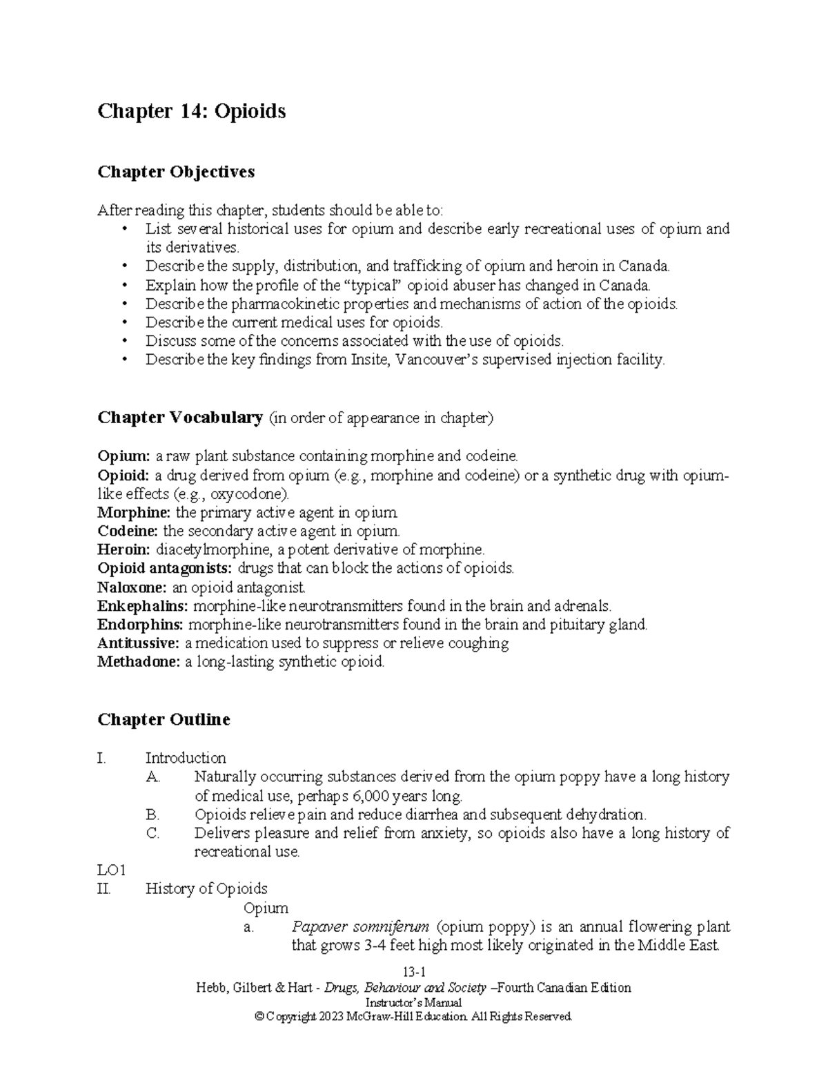 Hart 4ce IM Ch14 - Chapter 4 - Chapter 14: Opioids Chapter Objectives ...