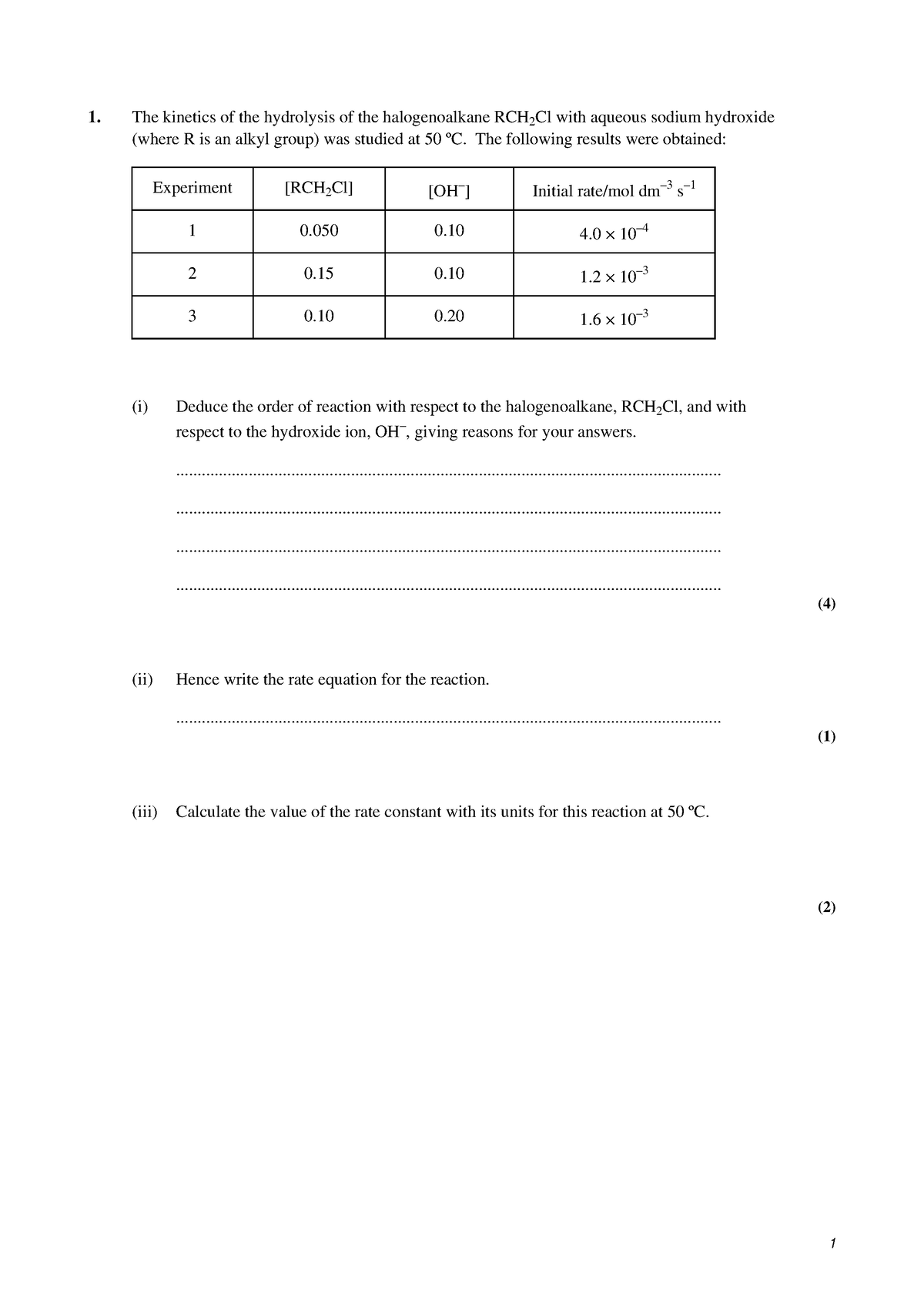 Unit 4 rate of reaction questions - The kinetics of the hydrolysis of ...