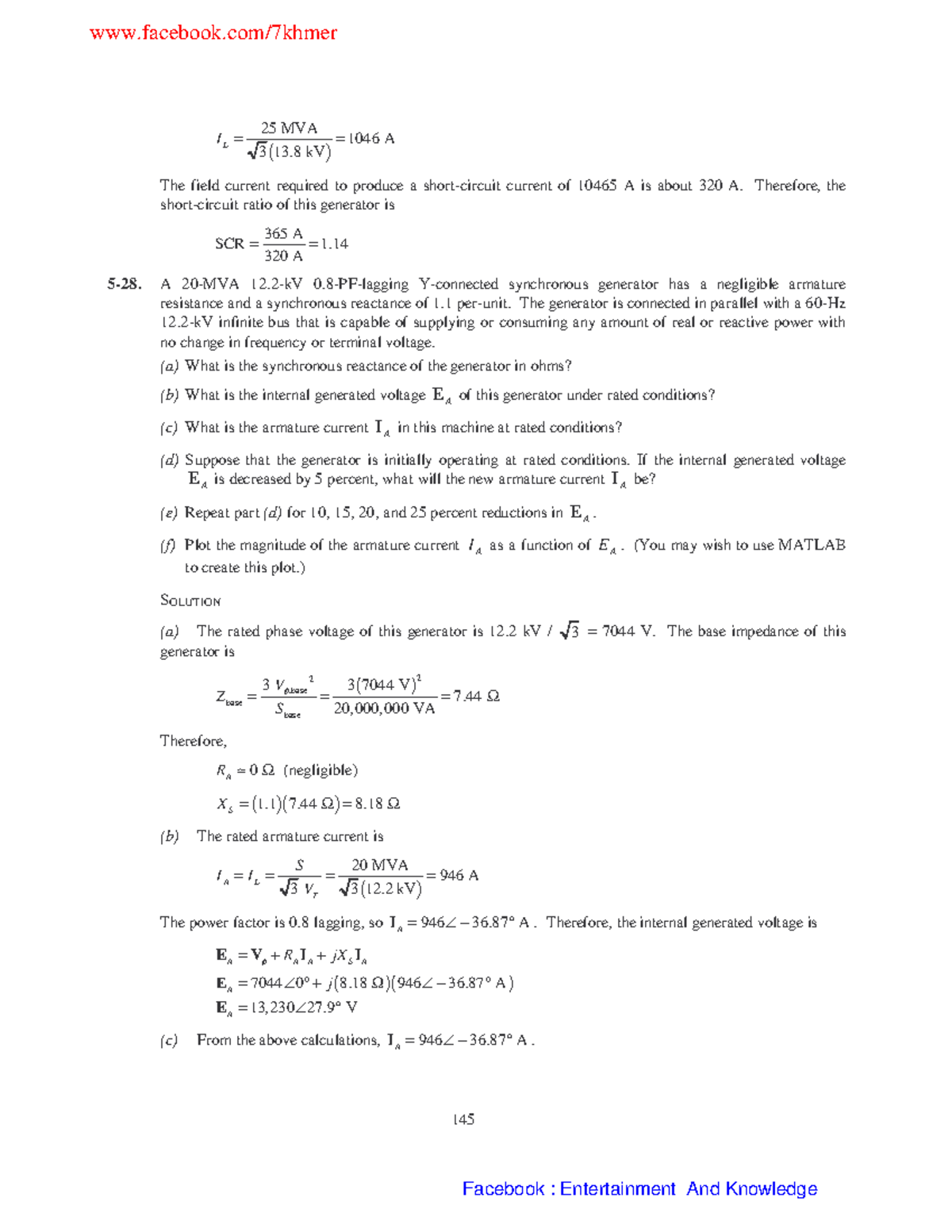 (Instructor's Manual)-16 - ####### 145 ( ) ####### 25 MVA ####### 1046 ...