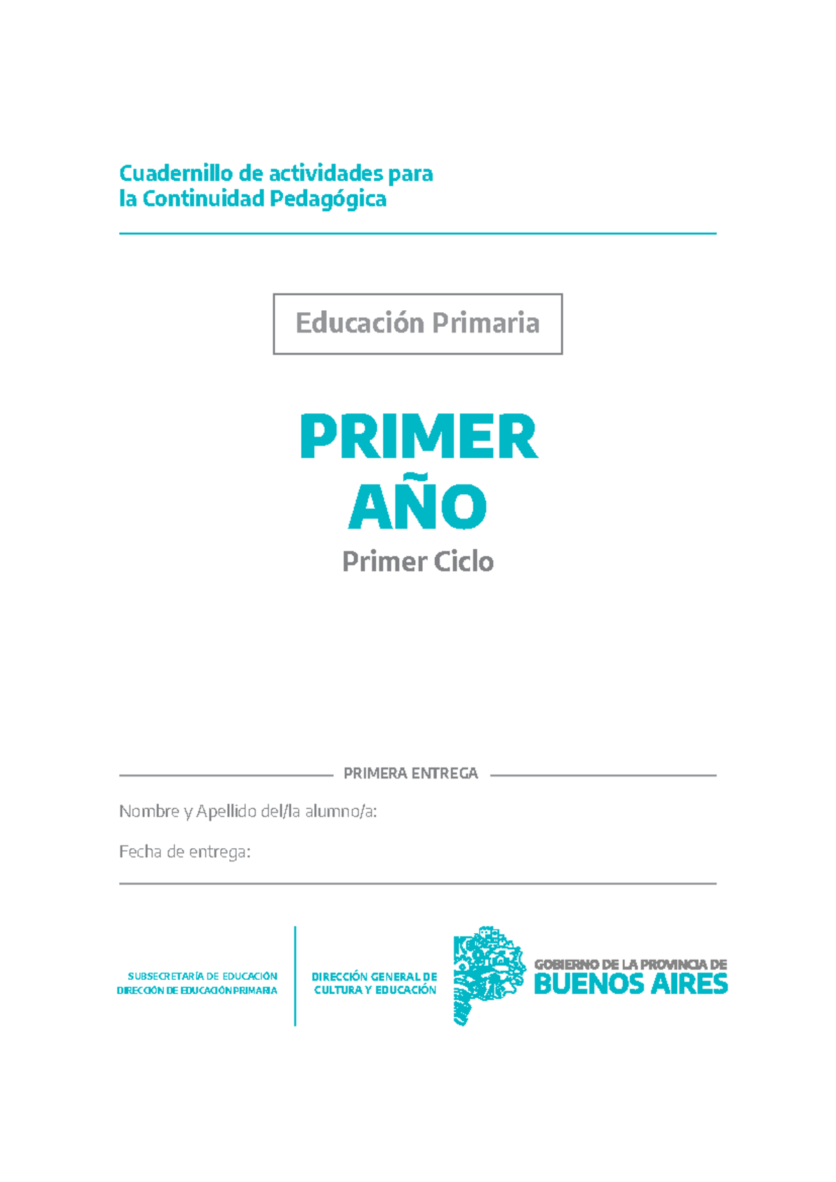 1ra entrega Primaria 1ro Prácticas del Lenguaje - Cuadernillo de ...