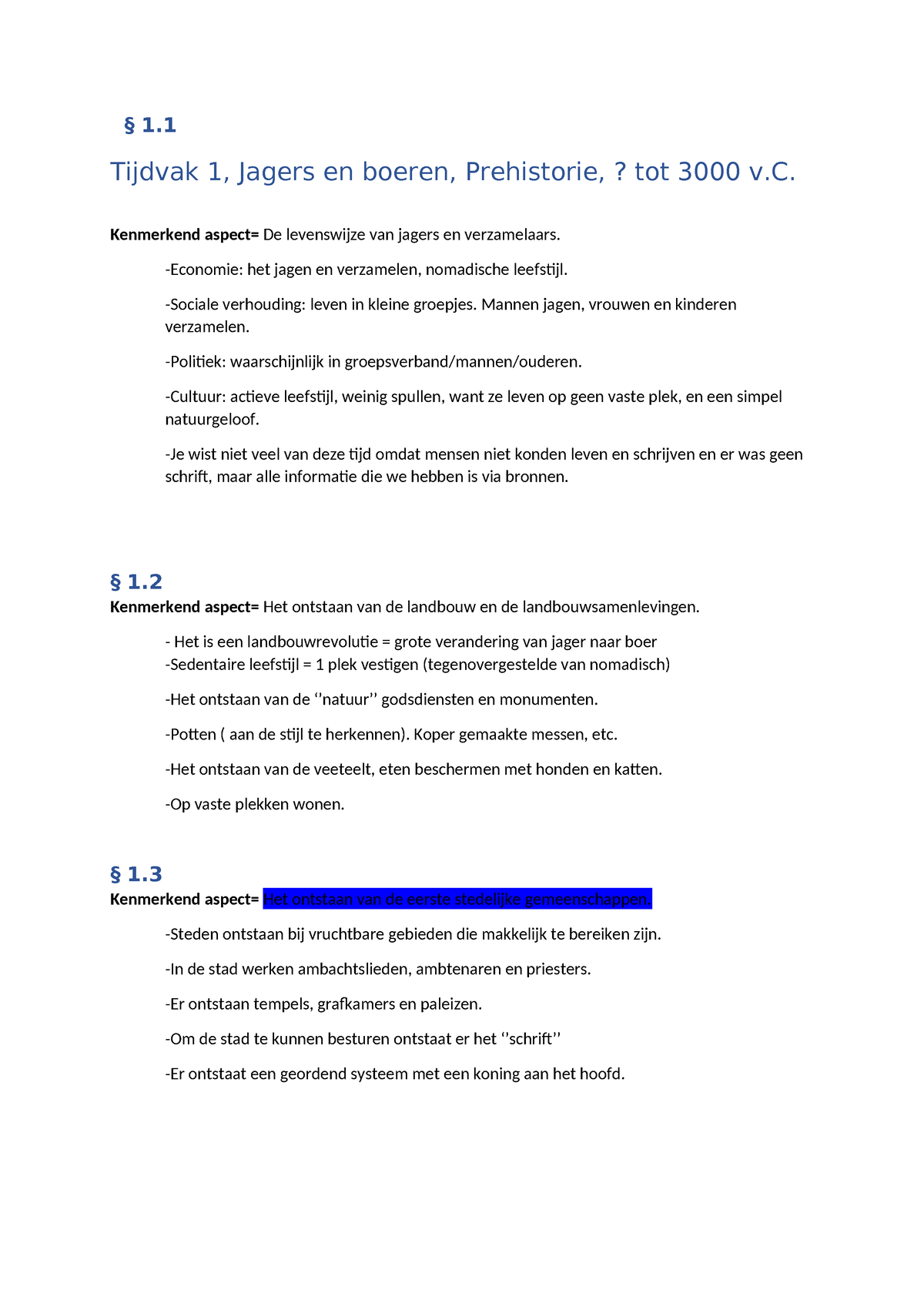 Geschiedenis KA Tijdvakken 5 Tm 10 - § 1. Tijdvak 1, Jagers En Boeren ...