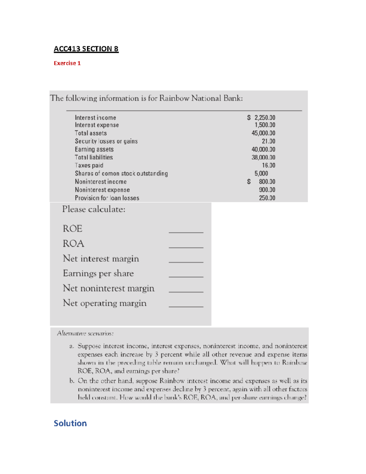 Acc413 section 8, - hhhhhh - ACC413 SECTION 8 Exercise 1 Solution Input ...