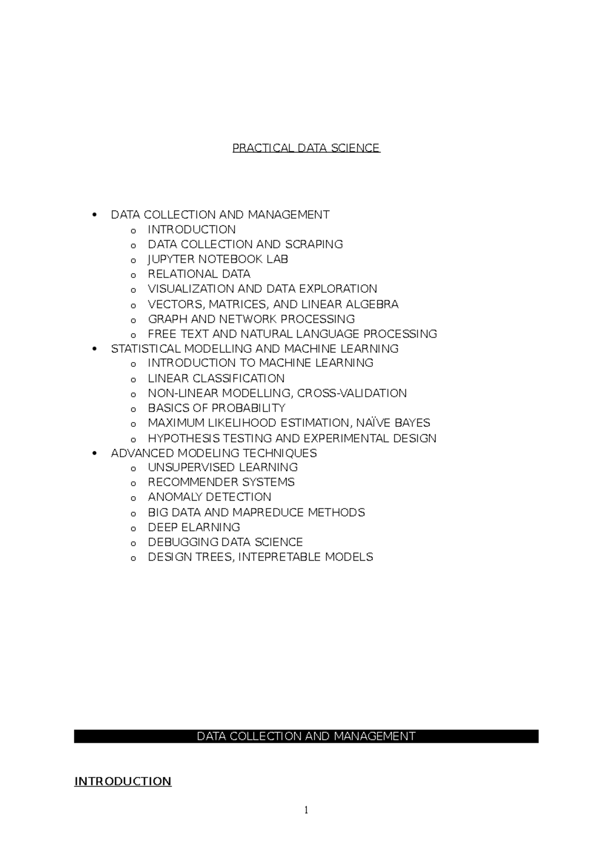 Practical DATA Science PRACTICAL DATA SCIENCE DATA COLLECTION AND