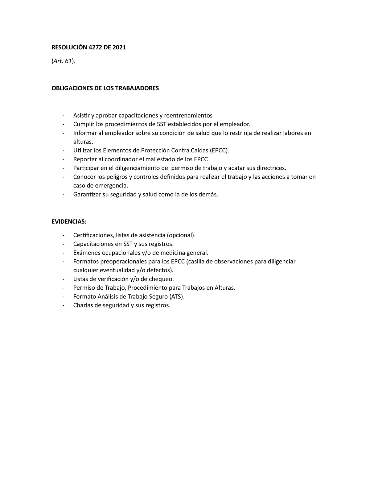 Obligaciones Resolución 4272 DE 2021 - RESOLUCIÓN 4272 DE 2021 (Art. 61 ...