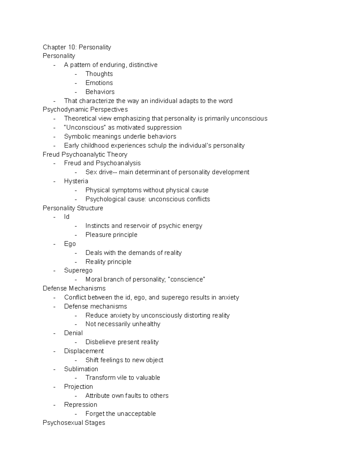 Chapter 10 Personality - Chapter 10: Personality Personality A Pattern ...