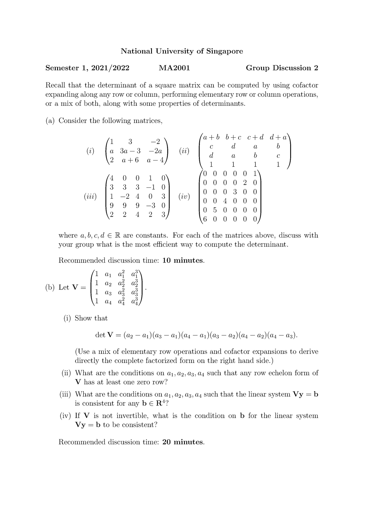 Group Discussion 2 - Notes - National University Of Singapore Semester ...