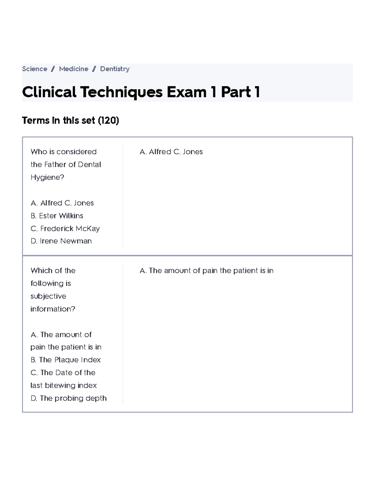 Clinical Techniques Exam 1 Part 1 Flashcards Quizlet - Clinical ...