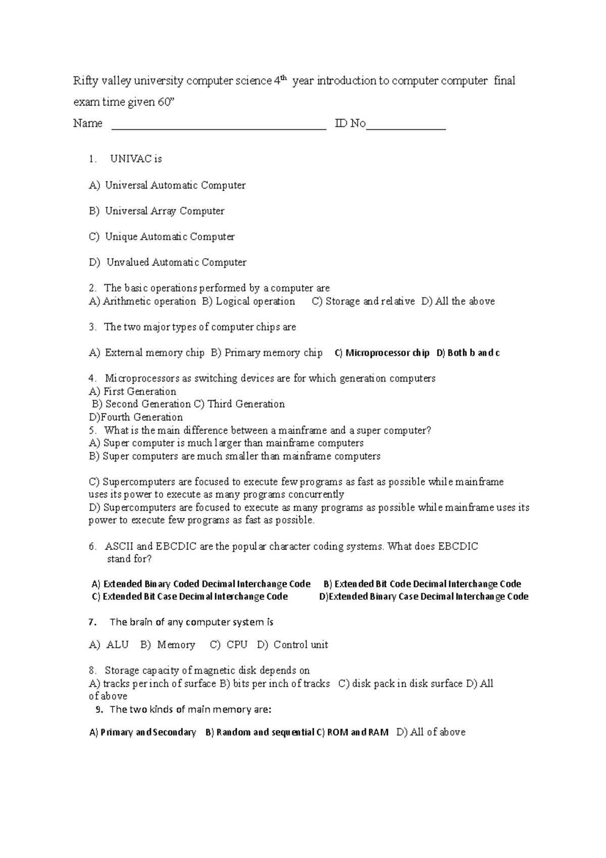 Introduction to comp - Rifty valley university computer science 4th ...