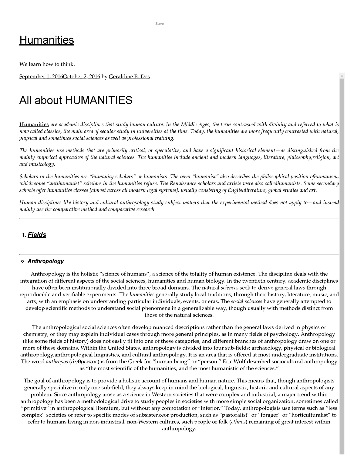 All About Humanities – Humanities - Humanities We Learn How To Think ...