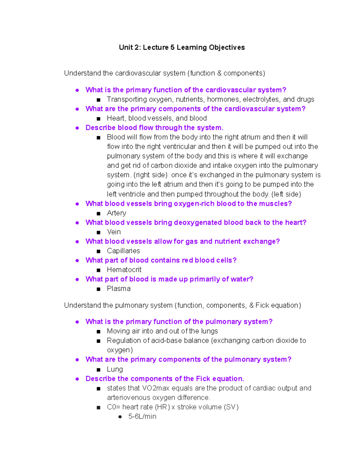 Unit 2 Lecture 5 - Uni 2: Lecre 5 Learning Objecies Ua caaca (c & c ...