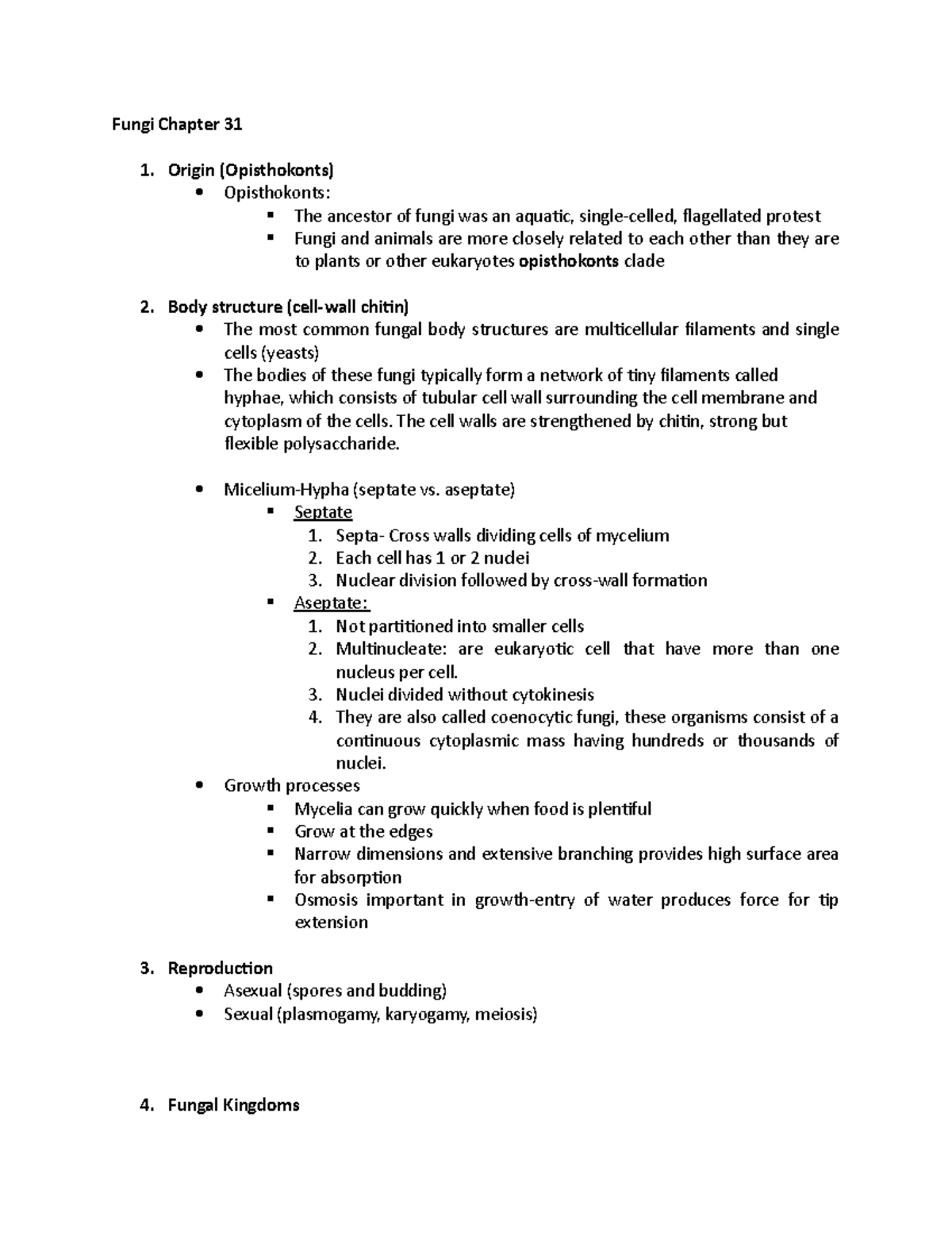 Exam 2 Review - n m - Fungi Chapter 31 Origin (Opisthokonts ...