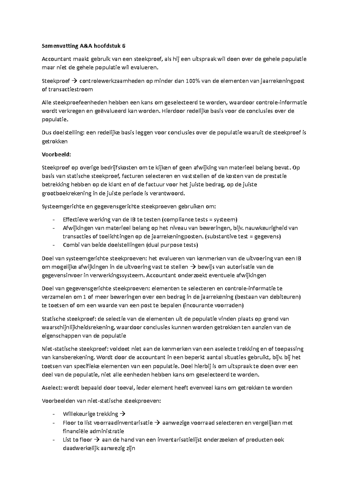 Samenvatting AA H6 - De Praktijk Van Auditing En Assurance ...