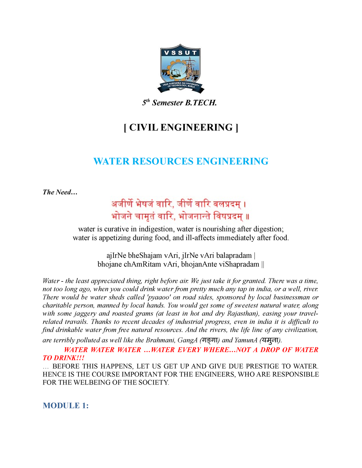 Lecture 1424715183 - 5 Th Semester B. [ CIVIL ENGINEERING ] WATER ...