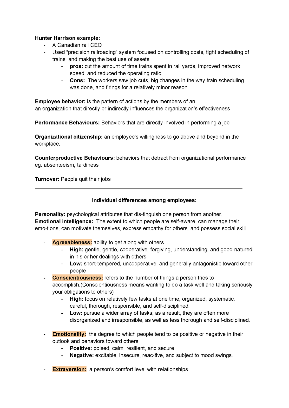 Ch.11 notes mgm - Hunter Harrison example: - A Canadian rail CEO - Used ...