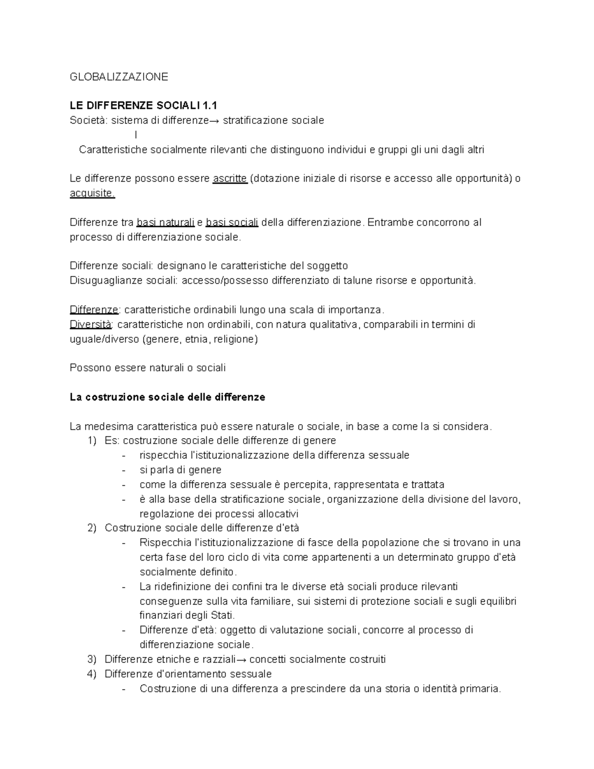 scienze sociali per la globalizzazione