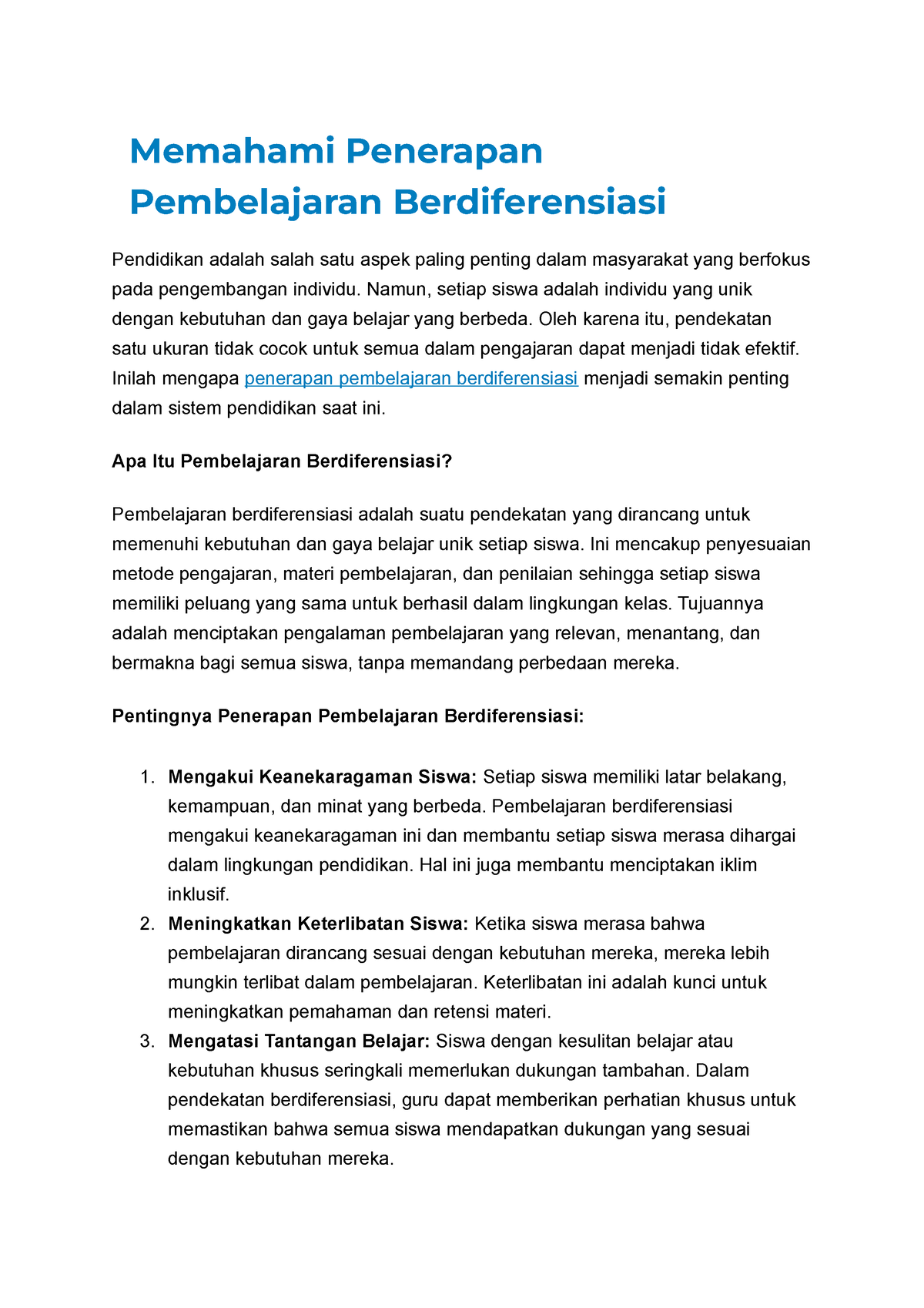 Memahami Penerapan Pembelajaran Berdiferensiasi - Memahami Penerapan ...