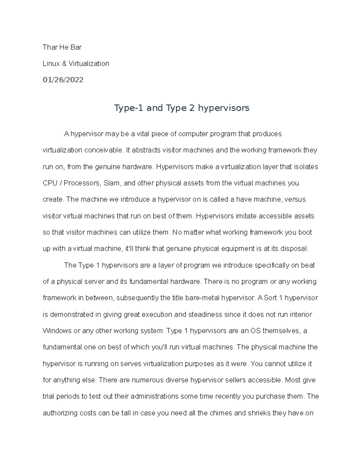 Type-1 and Type 2 hypervisors - Thar He Bar Linux & Virtualization 01 ...