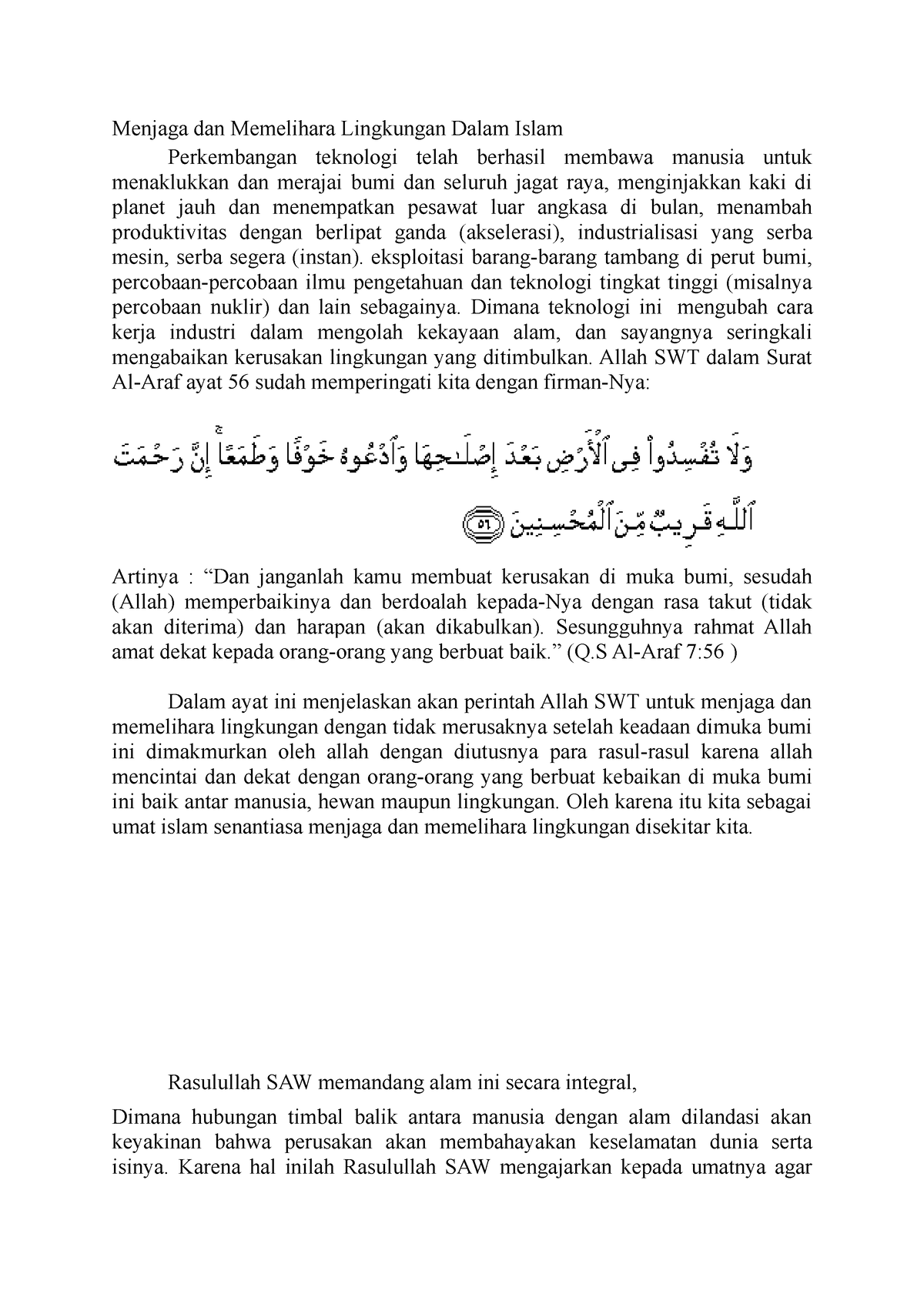 Menjaga Dan Memelihara Lingkungan Dalam Islam - Menjaga Dan Memelihara ...