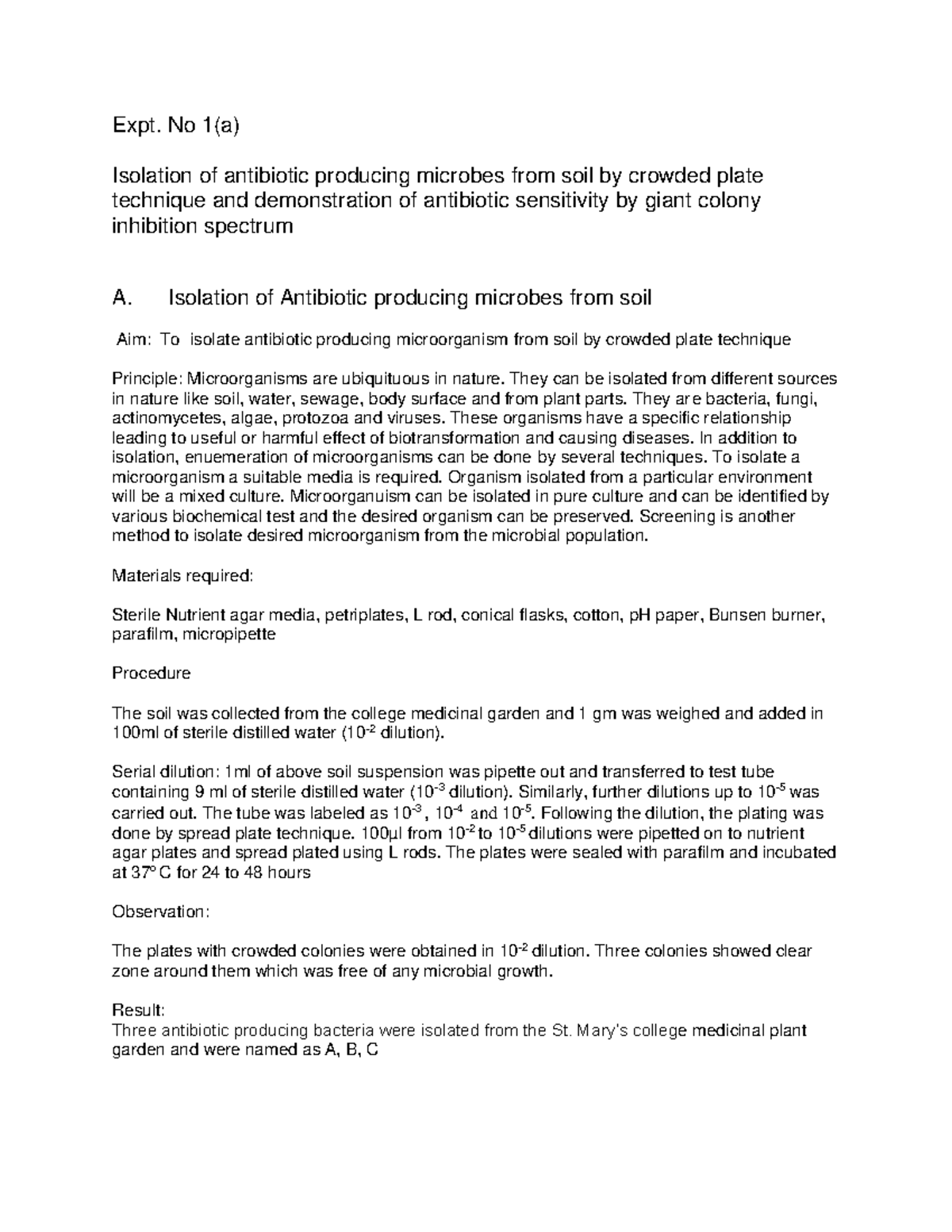 Isolation of antibiotic producing microbes from soil by crowded plate ...