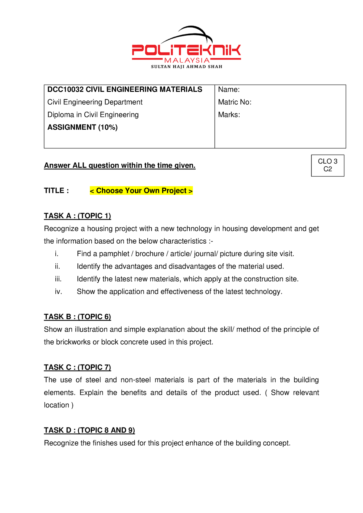 assignment civil engineering materials