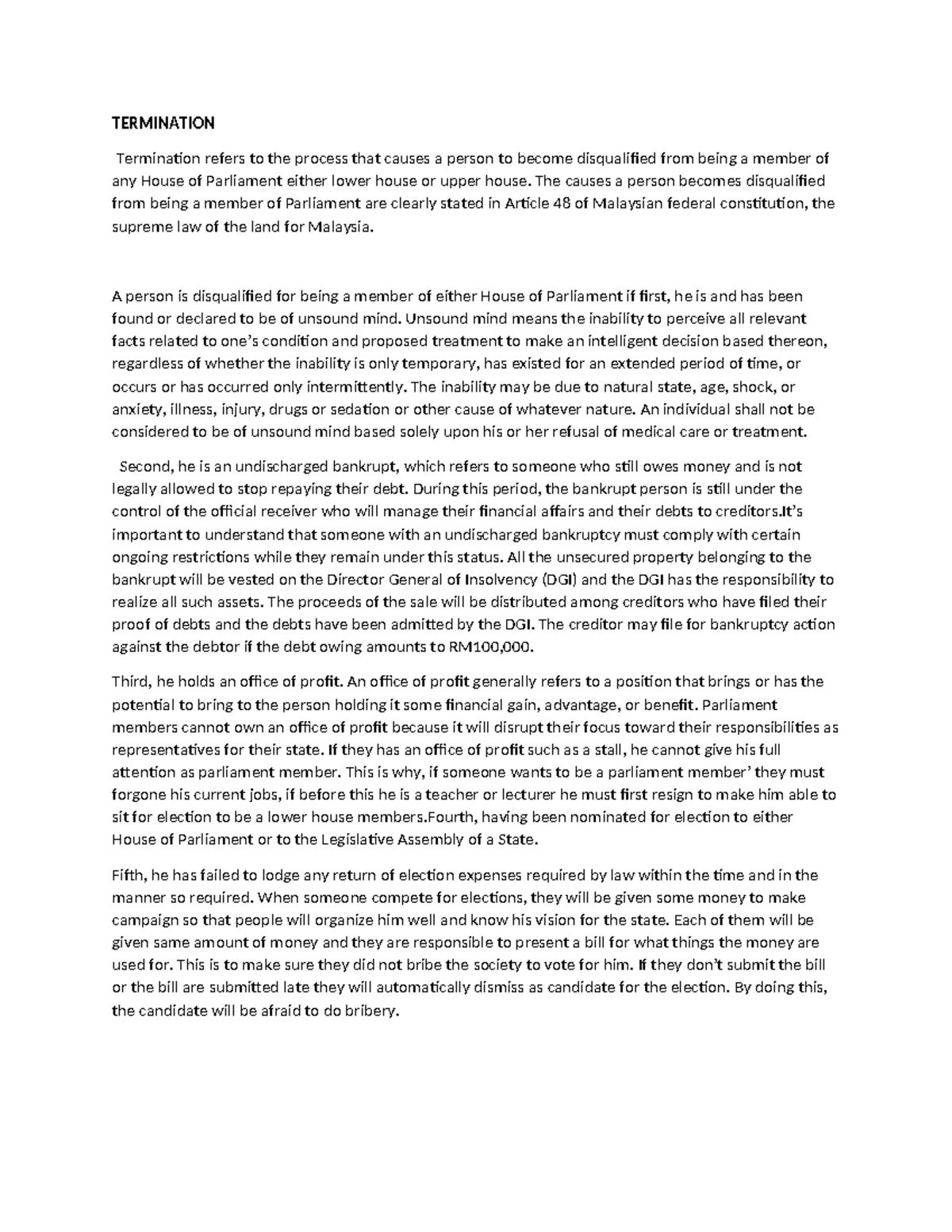 Termination - summaries - TERMINATION Termination refers to the process ...