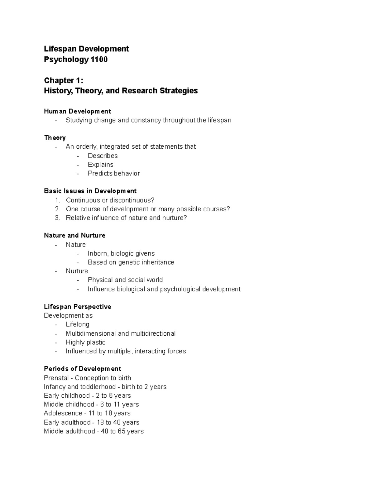 Lifespan Development - Chapter 1 - Google Docs - Lifespan Development ...