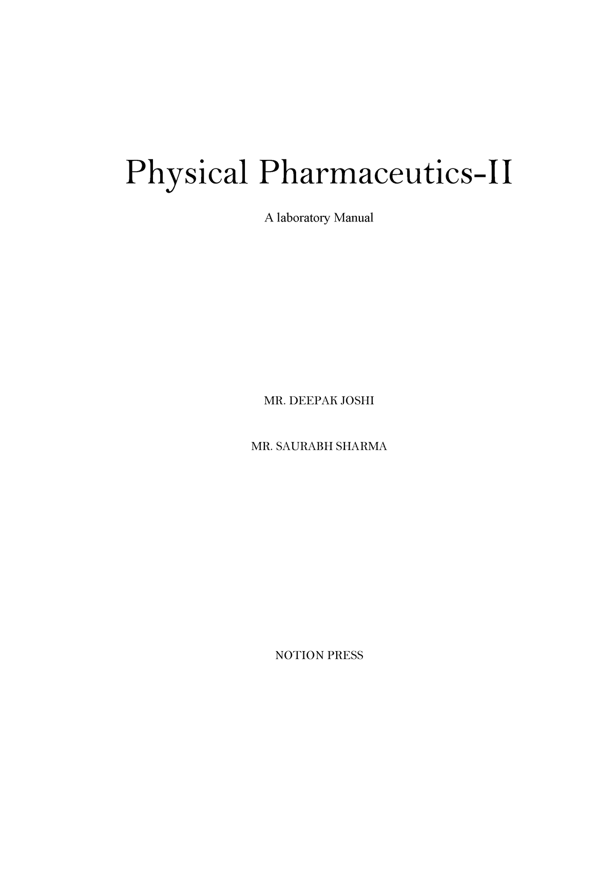 Physical Pharmaceutics II Practical Book - Physical Pharmaceutics-II A ...