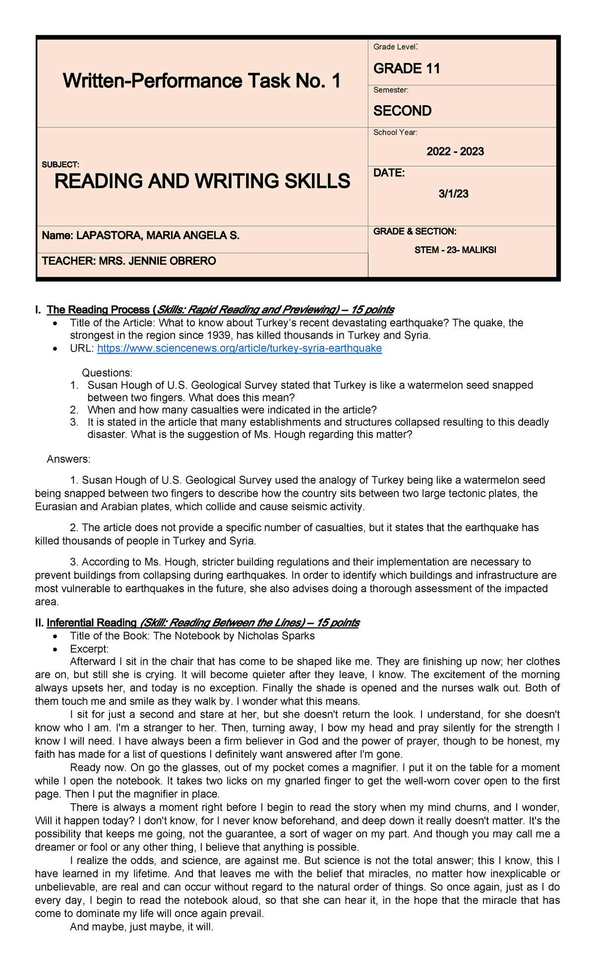 RAWS PT1 - a practice material for senior high school students. - I ...