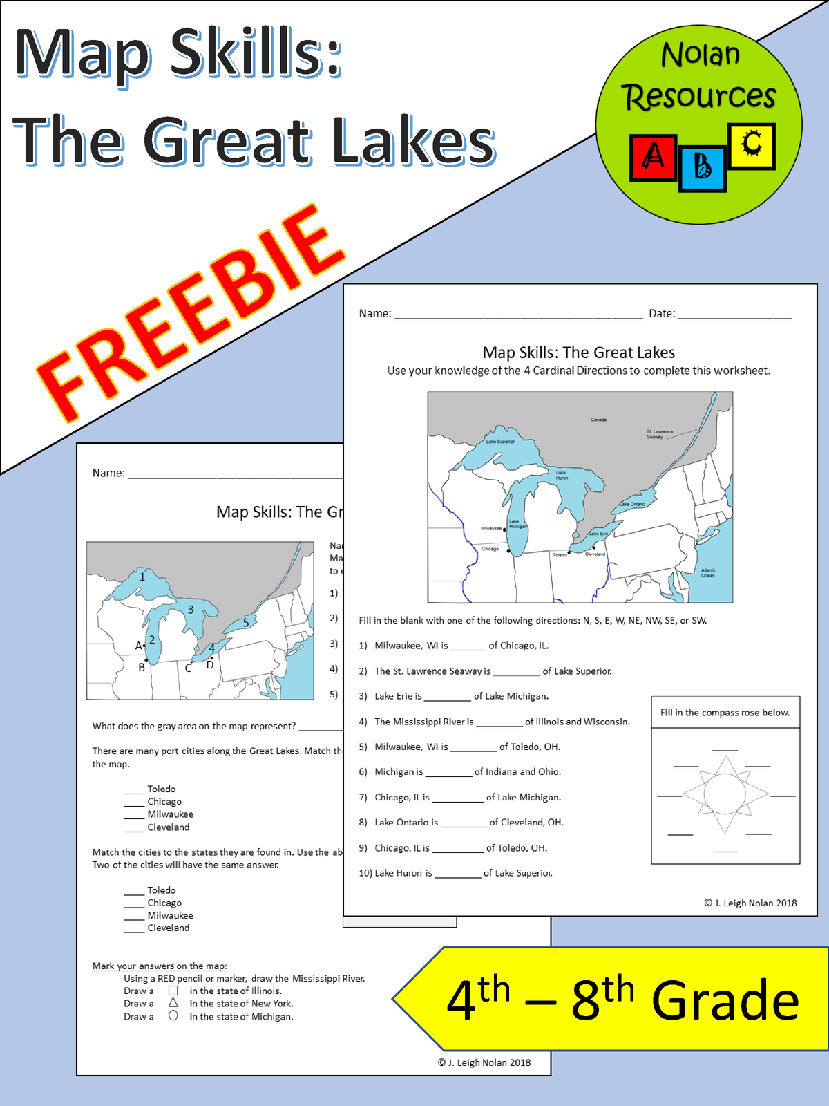 Freegreat Lakes Maps Worksheets1 4 th 8 th Grade Thank you for