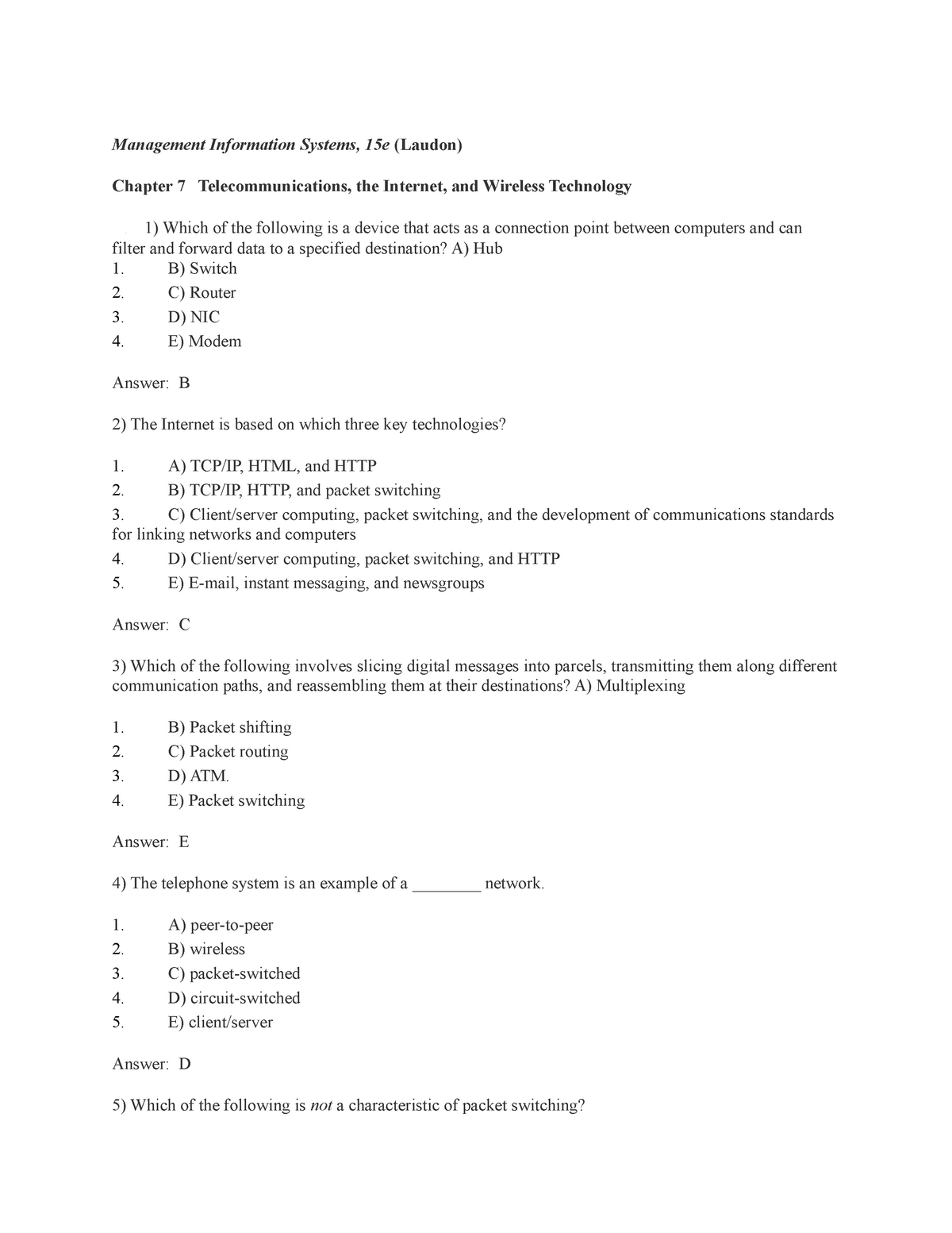 Chapter 7new Test Bank Questions Studocu