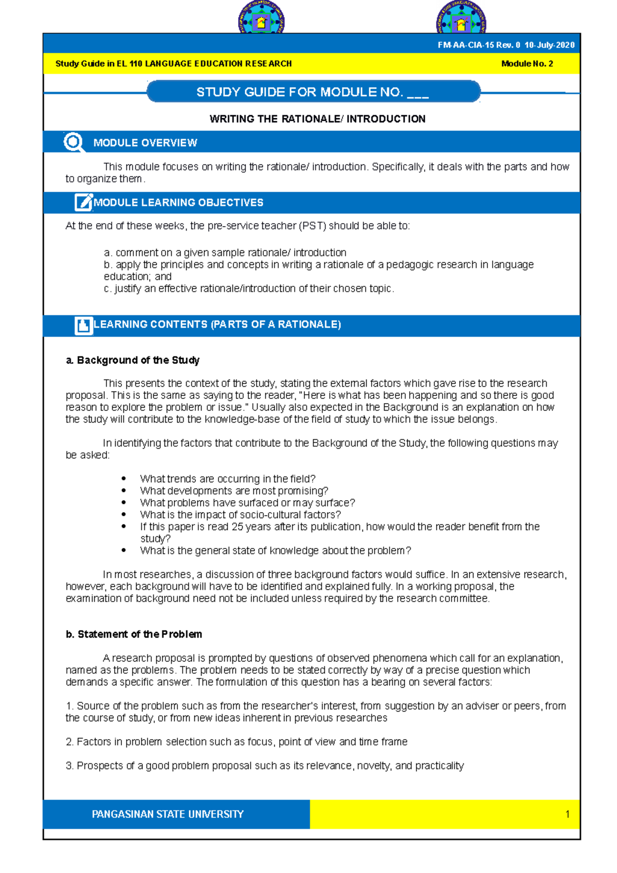 writing-the-rationale-study-guide-bsed-english-psu-studocu