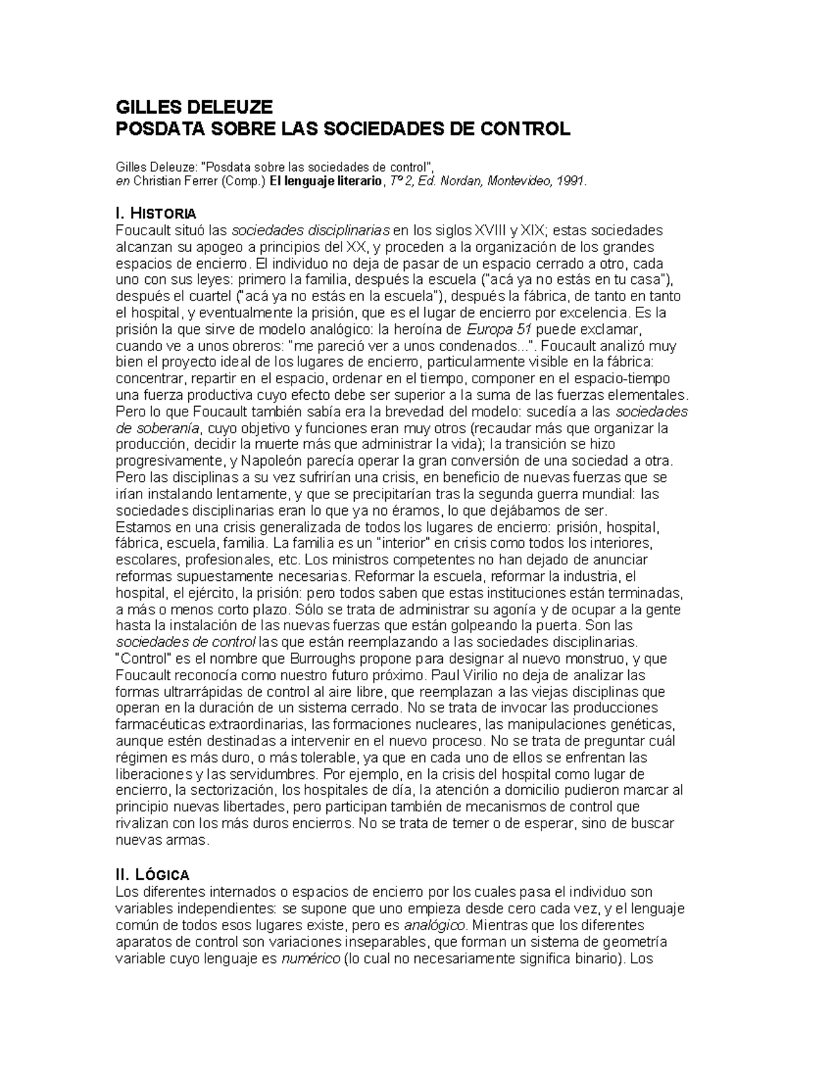Deleuze Posdata sobre las Sociedades de Control - GILLES DELEUZE ...