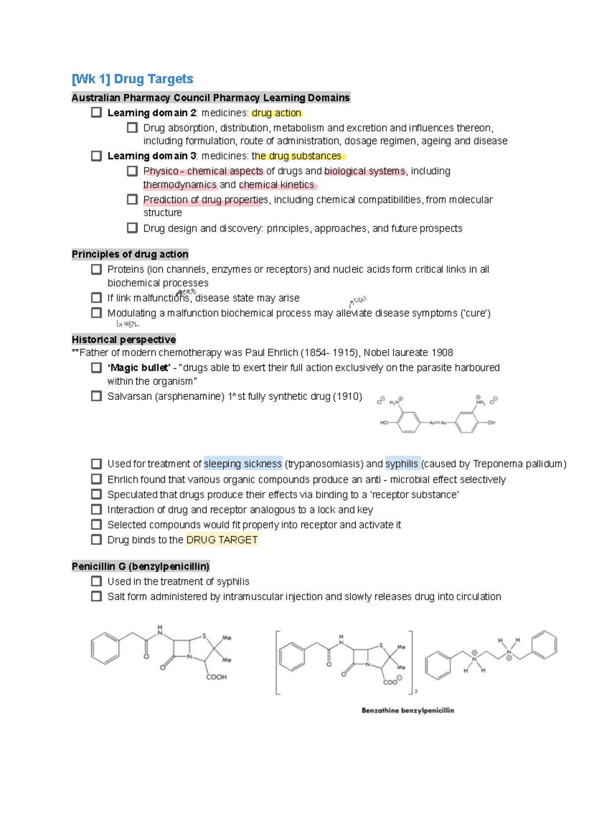 PHAR 1922 [Wk 1 -2] - lecture notes with highlighting - [Wk 1 ] Drug ...