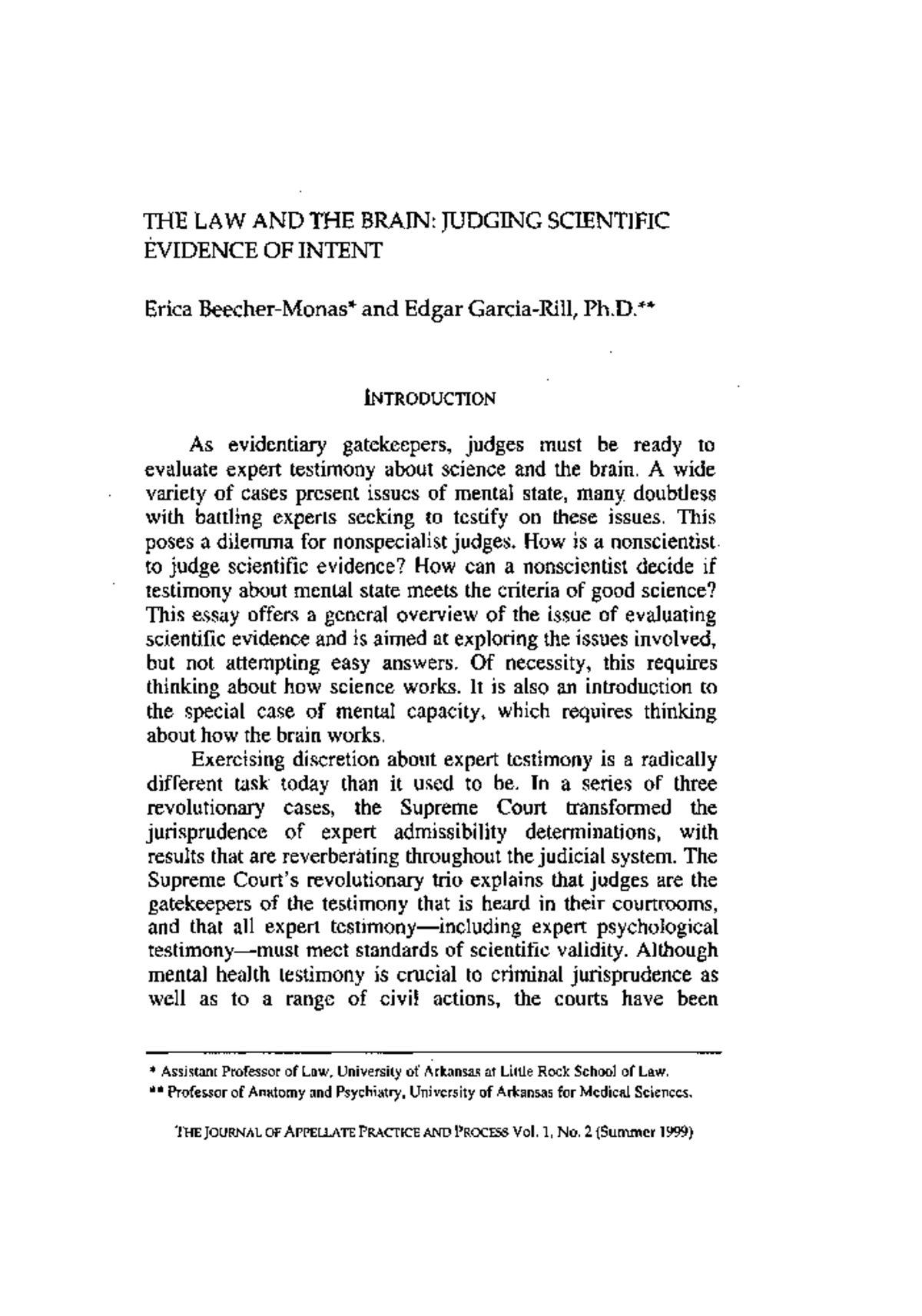 Appellate 2603 beecher monas - THE LAW AND THE BRAIN: JUDGING ...