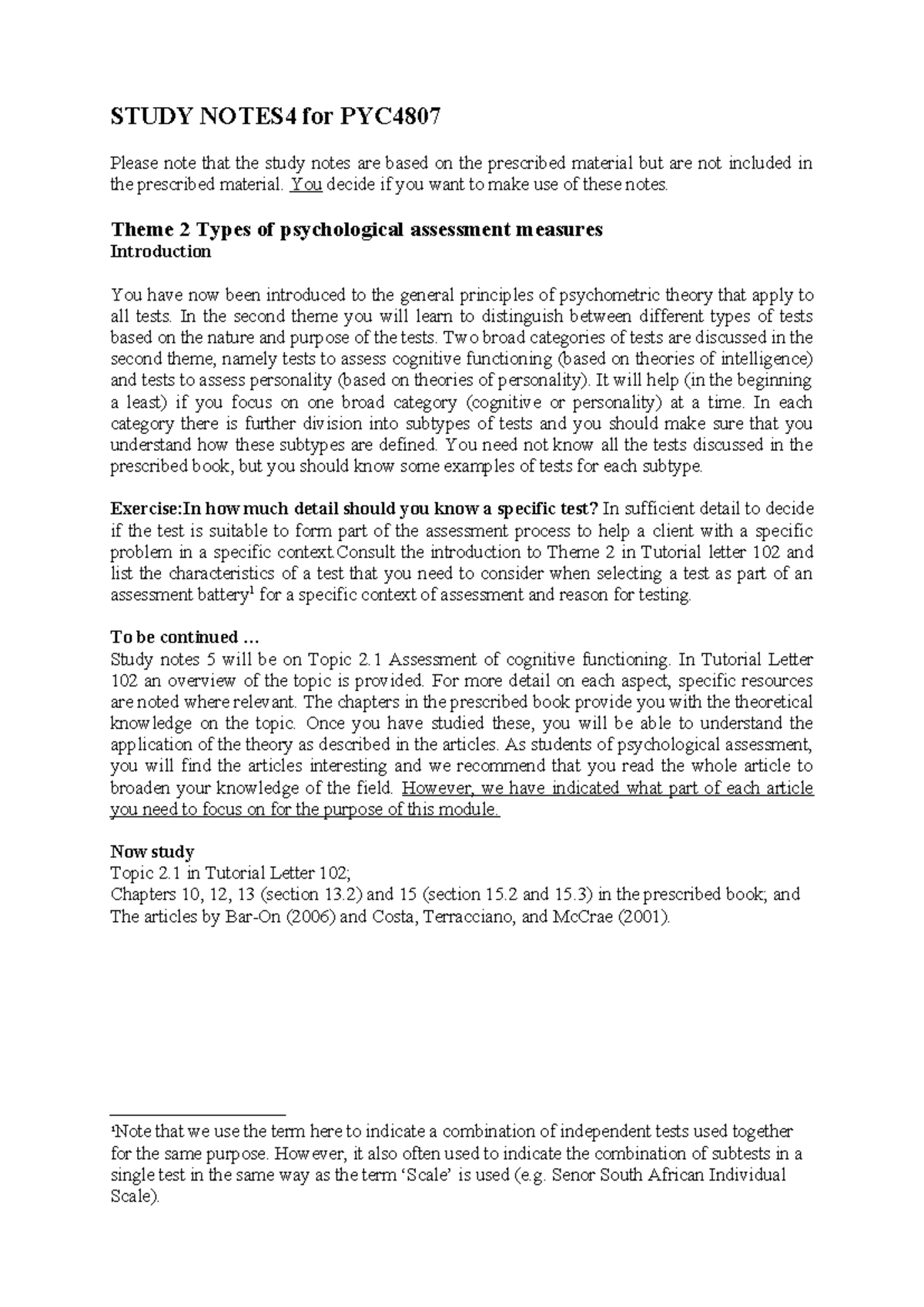 Study+ Notes+4+for+PYC4807 - STUDY NOTES4 for PYC Please note that the ...
