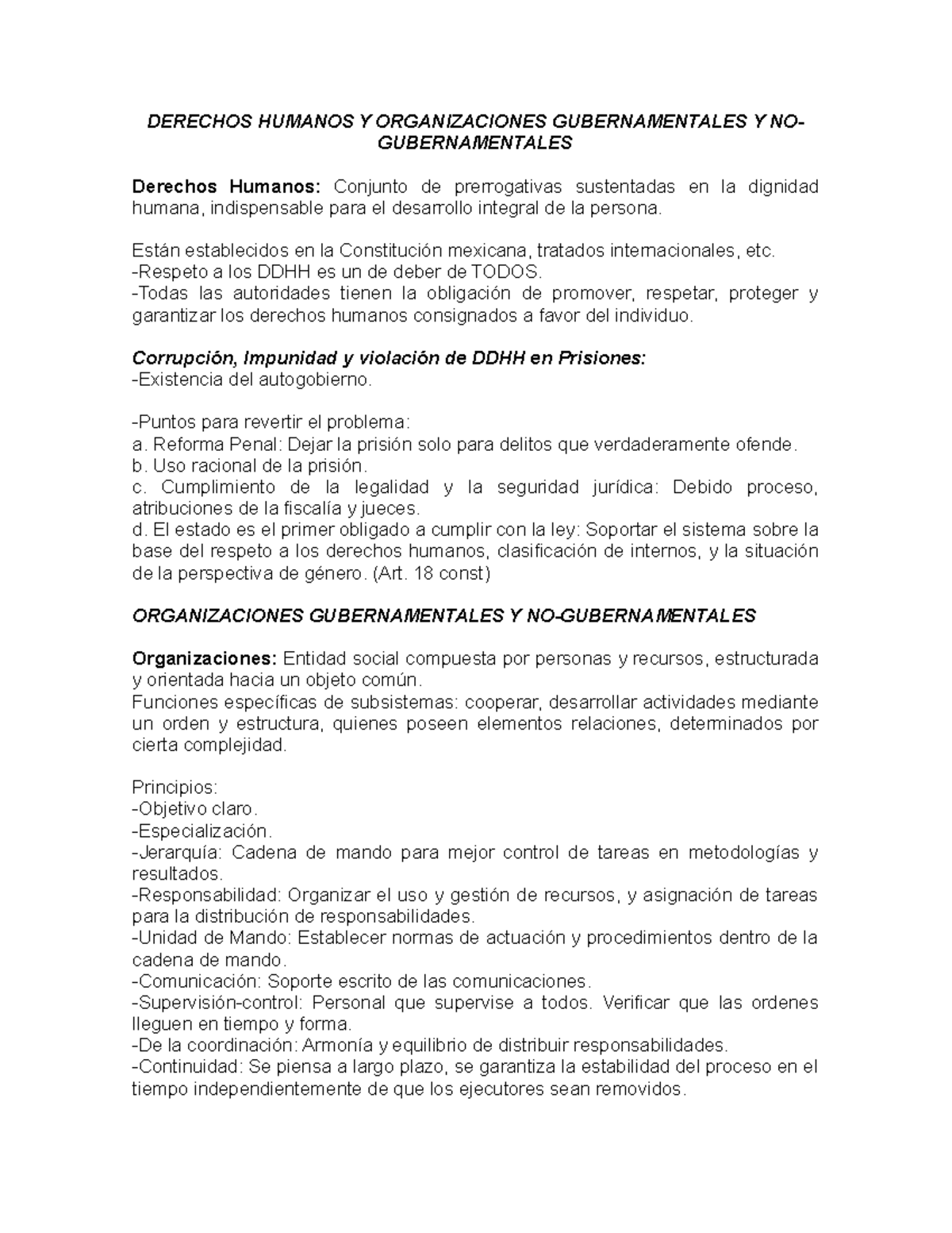 Derechos Humanos y Organizaciones Gubernamentales y no gubernamentales ...