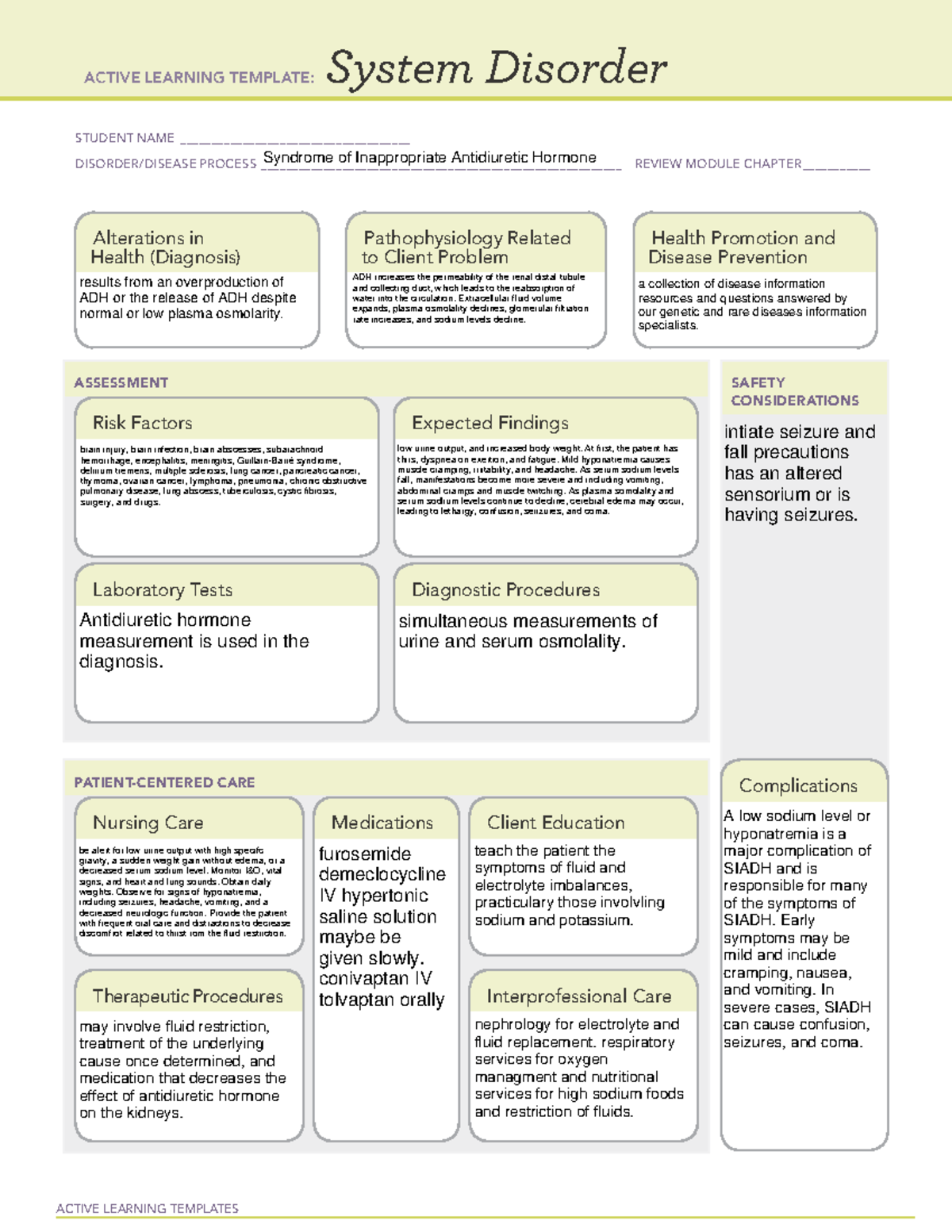  Ati System Disorder Template Seizures 