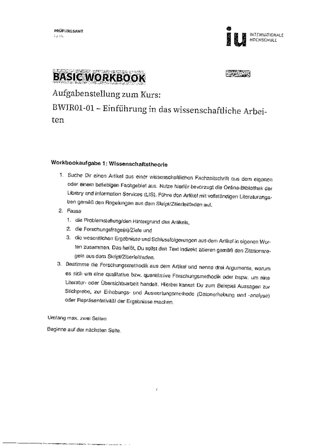 Einführung In Das Wissenschaftliche Arbeiten