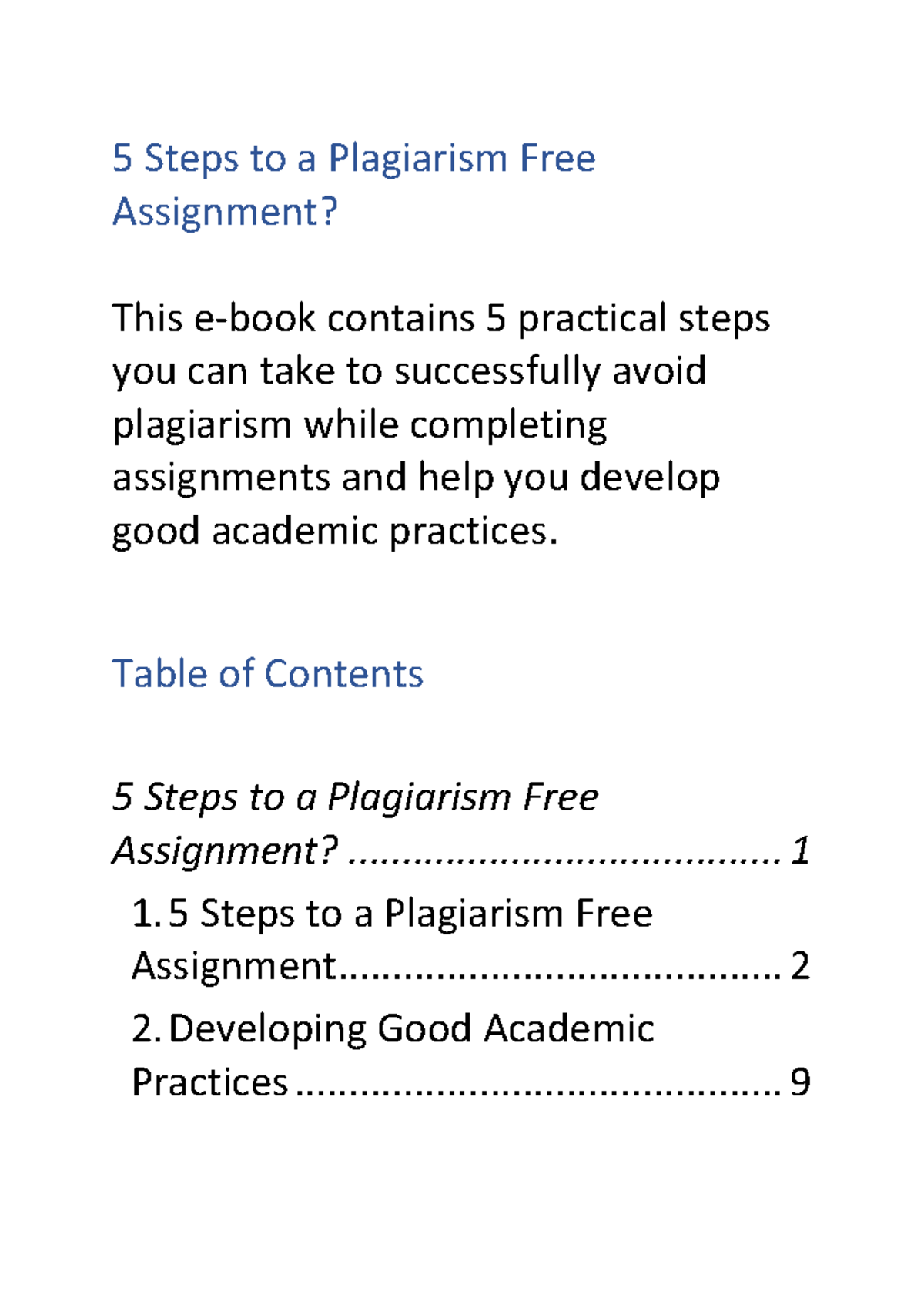 5 Steps to a Plagiarism Free Assignment - PDF Summary - 5 Steps to a ...