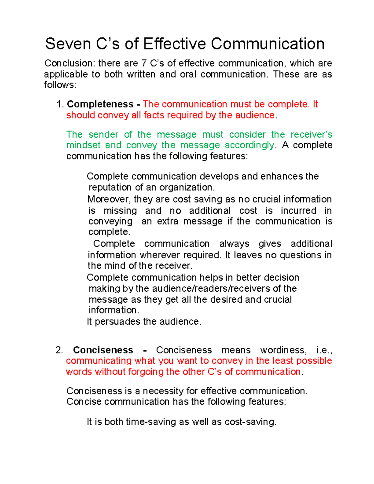 Describing effective communication by 7 C - Seven C’s of Effective ...