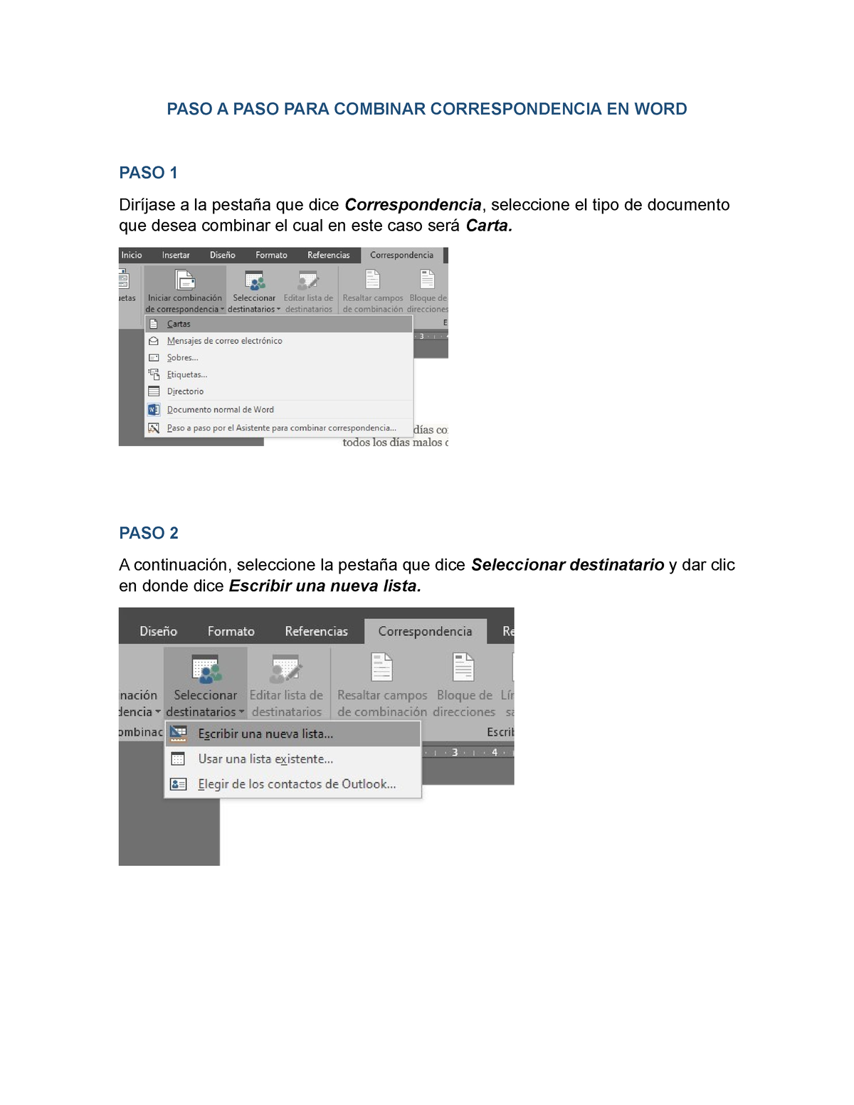 Manual Para Combinar Correspondencia En Word Paso A Paso Para Combinar Correspondencia En Word 9061